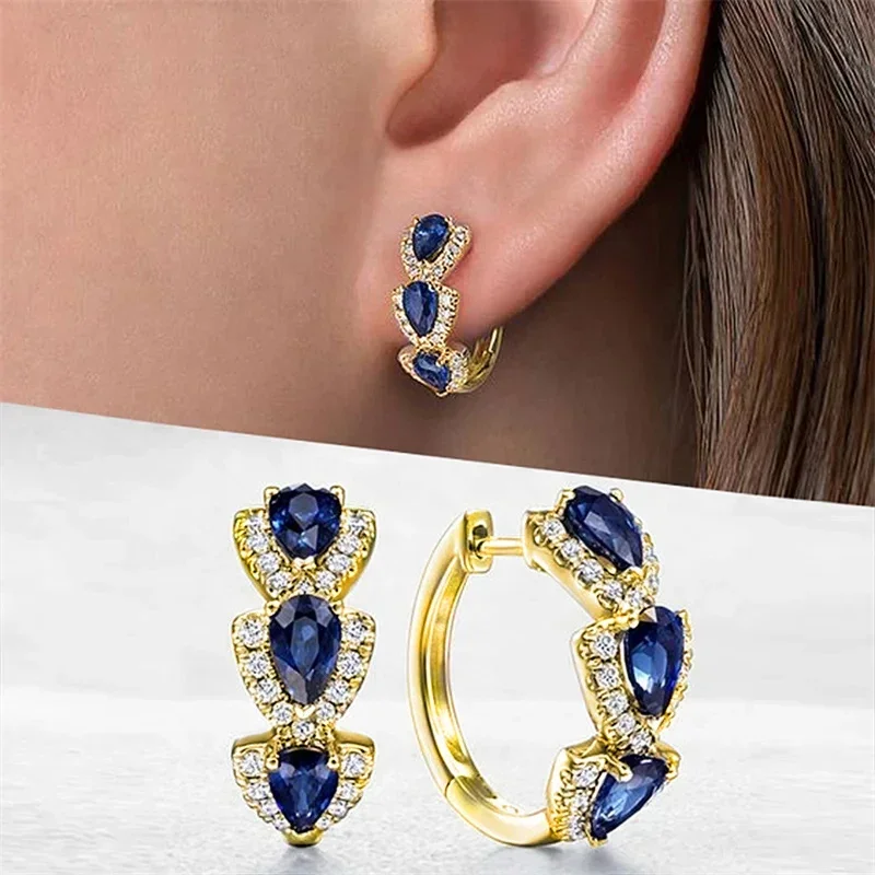 2026 Luxury Trendy Green Cubic Zirconia Hoop Earrings Wedding Party Elegant Accessories for Women Anniversary Gift New Jewelry - Image 2