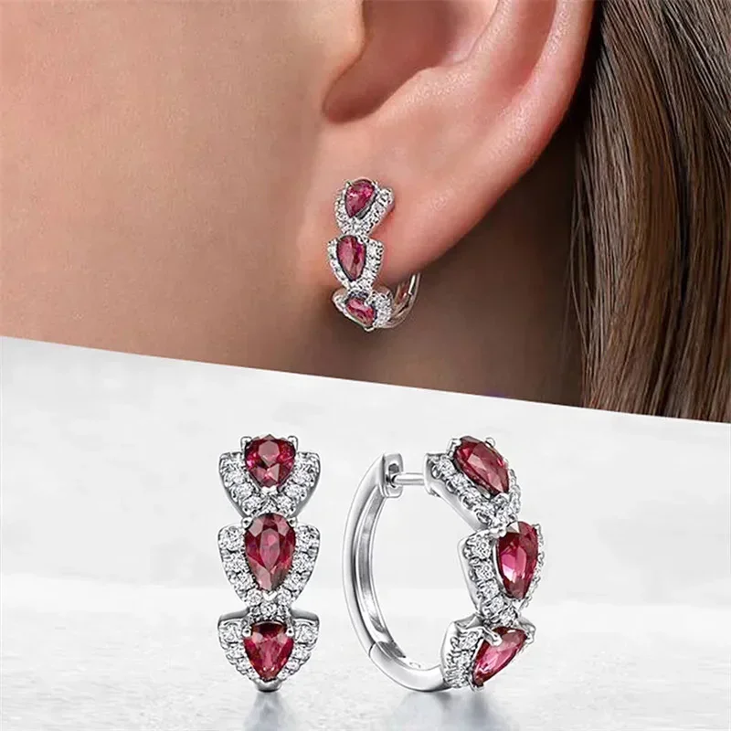 2026 Luxury Trendy Green Cubic Zirconia Hoop Earrings Wedding Party Elegant Accessories for Women Anniversary Gift New Jewelry - Image 4
