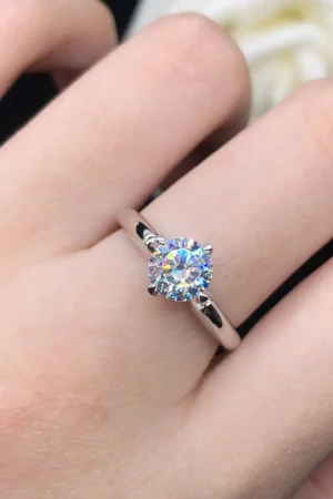 Solid 14K White Gold AU585 Platinum PT950 Four claws micro-setting fashion simple women's diamond ring 18k gold