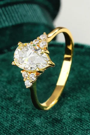 Luxury 100% Real 18k Gold Ring Women's Drop Diamond Ring with Ring Ring Pear-Shaped Moissanite Ring