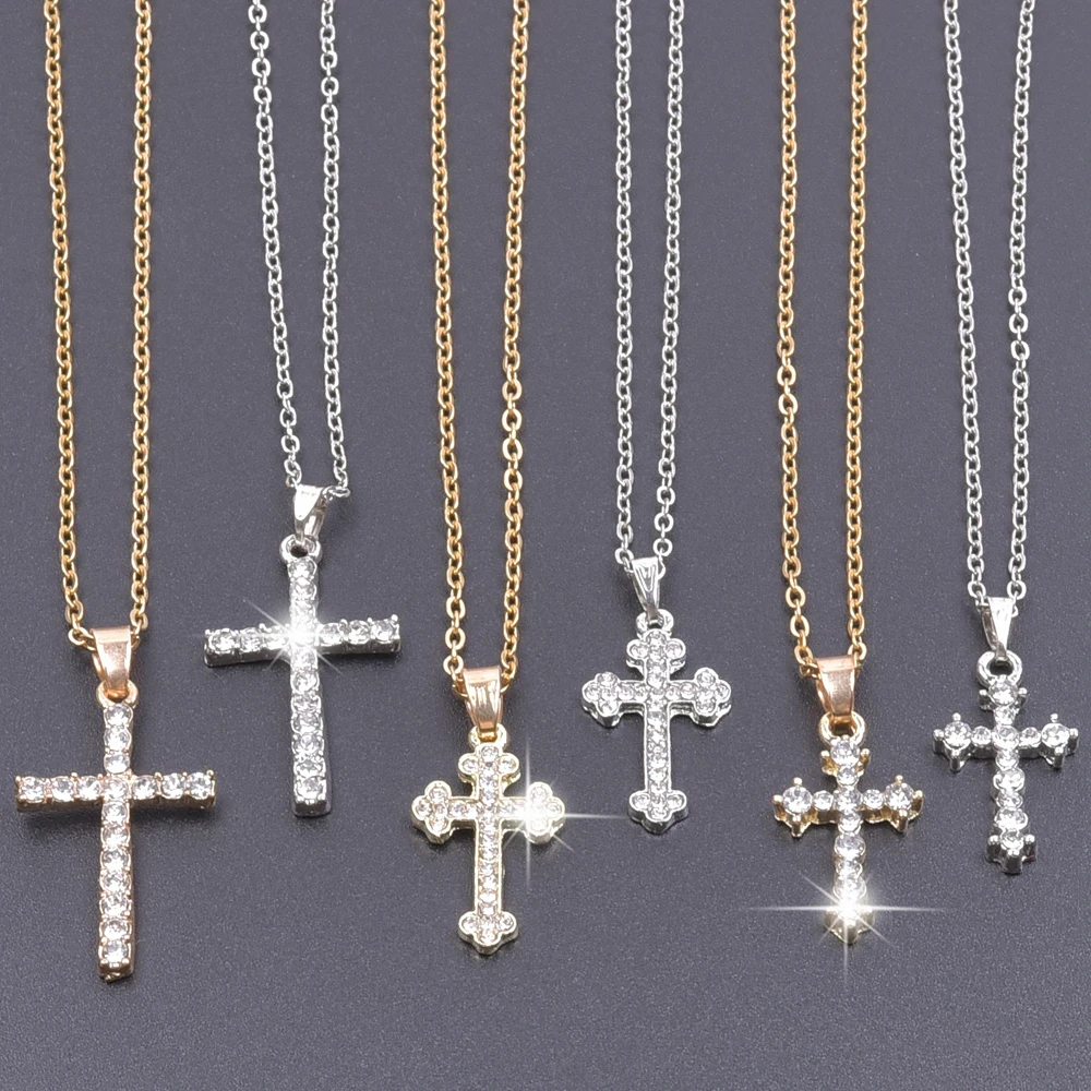 Cross Charm Necklace Crystal Pendant Necklaces For Women Men Accessories Rhinestone Christ Crosses Choker Gift Fashion Jewelry - Image 3