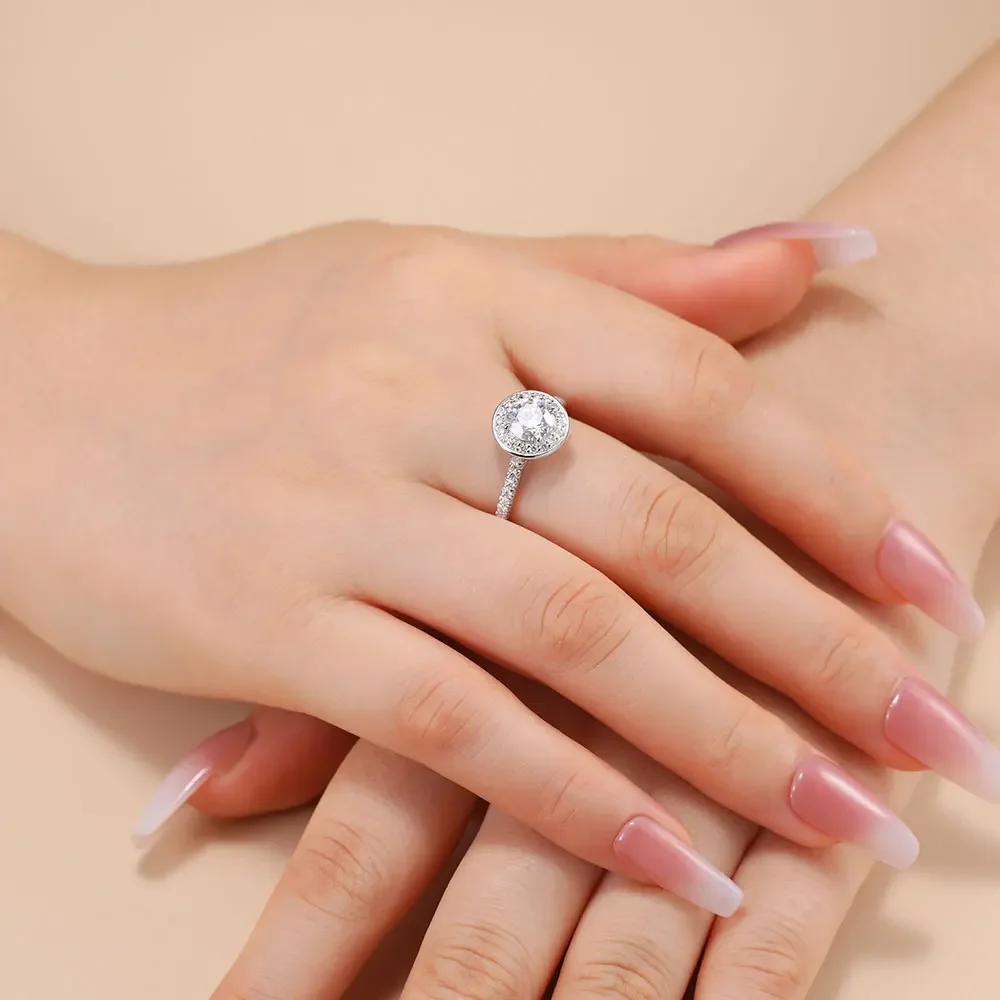 M-JAJA 1ct Moissanite Engagement Ring for Women S925 Sterling Silver Eternity Diamond Wedding Band 18K Gold Plated Fine Jewelry - Image 4