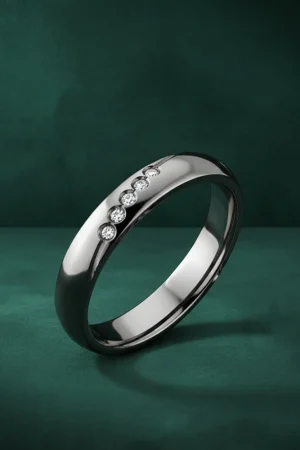 Elegant 4mm Tantalum Couple Rings With Zircon Inlay Fashion Wedding Engagement Bands Jewelry For Women Punk Accessories