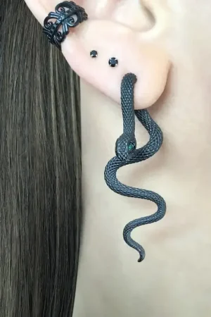 Exaggerated Snake Shape Long Drop Earrings Back Front Hanging Vintage Irregular Earrings for WomenTrendy Halloween Jewelry Gifts