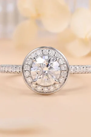 M-JAJA 1ct Moissanite Engagement Ring for Women S925 Sterling Silver Eternity Diamond Wedding Band 18K Gold Plated Fine Jewelry