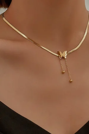 Vintage Butterfly Necklace Women Golden Stainless Steel Blade Snake Chains Aesthetic Charms Choker Women jewelry Gift To Mujer