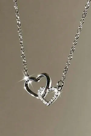 New Fashion Simple Silver Color Love Heart Pendant Necklace Charm Chain Collares Necklace for Women Party Jewelry Daily Wear