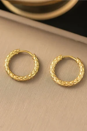 ANENJERY 316L Stainless Steel Shiny Hoop Earrings for Women Entry Luxury Vintage Earrings Jewelry Accessory