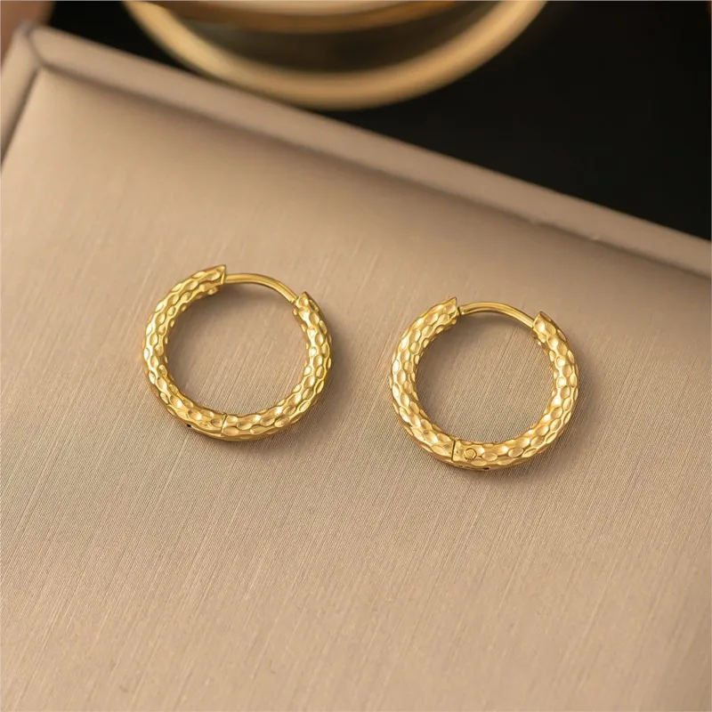 ANENJERY 316L Stainless Steel Shiny Hoop Earrings for Women Entry Luxury Vintage Earrings Jewelry Accessory