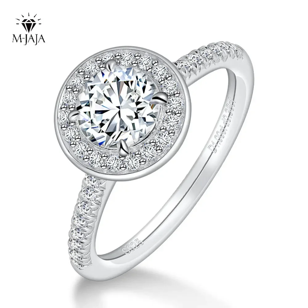 M-JAJA 1ct Moissanite Engagement Ring for Women S925 Sterling Silver Eternity Diamond Wedding Band 18K Gold Plated Fine Jewelry - Image 6