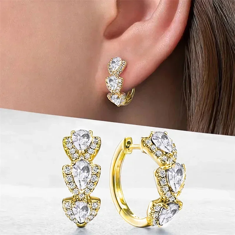 2026 Luxury Trendy Green Cubic Zirconia Hoop Earrings Wedding Party Elegant Accessories for Women Anniversary Gift New Jewelry - Image 3