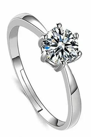 925 sterling Silver Shining crystal Couple Rings For women adjustable size Luxury Fashion Party Wedding Accessories Jewelry Gift