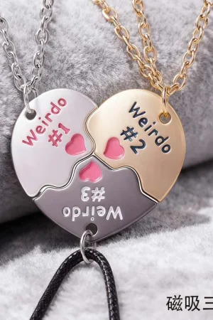 European and American Cross-Border Fashion Letter Best Friend Forever Bff Heart Splicing Necklace